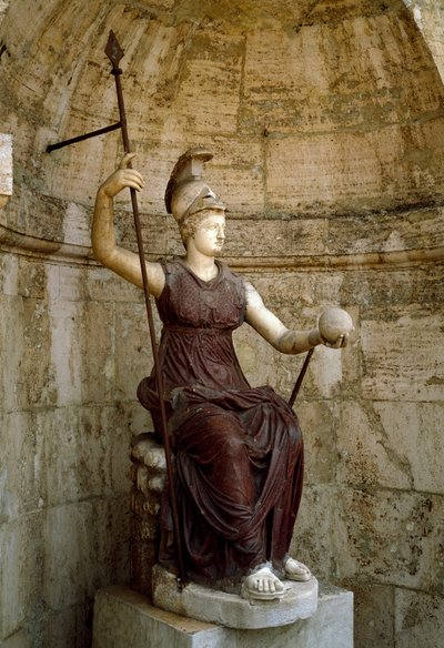 Római művészet: „” Róma istennő felemeli az univerzumot a kezében”” I. századi szobor. Róma, Campidoglio alkotó: Roman