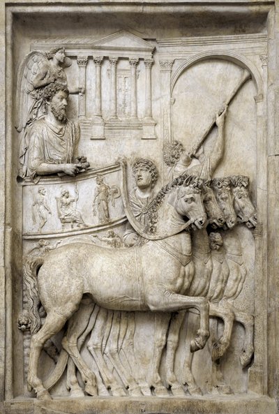 Marcus Aurelius római császár diadalkocsiján, 2. század (Márvány dombormű) alkotó: Roman