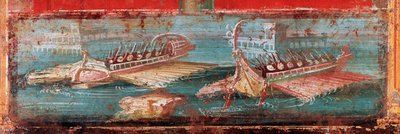 Római hadihajók egy kikötő bejáratánál (freskó alkotó: Roman