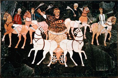Julius Annius Bassus római konzul a 4. századból származó stift munkalap részletnégyesén ábrázolja. Junius Bassus bazilika (Basilic of June Bassi), Esquilin Rómában. Őrizze a Conservatori Múzeumban, Rómában alkotó: Roman