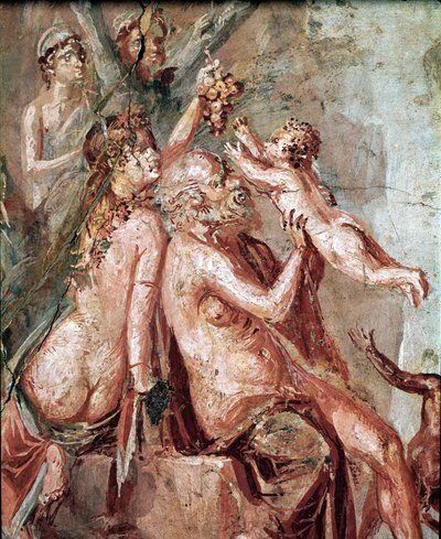 Dionüszosz gyermekkora Szatírral és Silénével (freskó alkotó: Roman