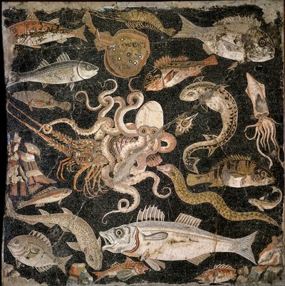 Tenger alatti lények, egy hellenisztikus eredeti másolata (mozaik) alkotó: Roman