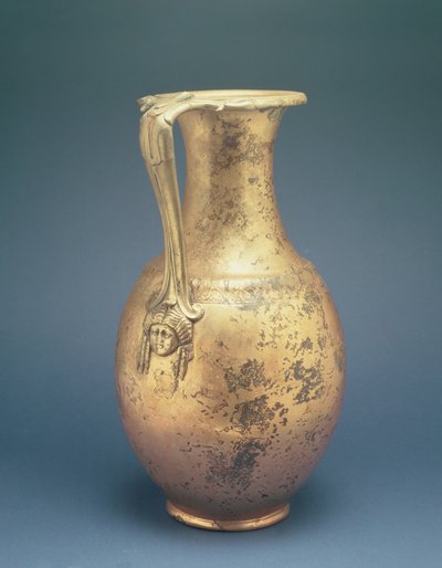 Boroskancsó dekoratív fogantyúval, a római Newstead-i lelőhelyről, Melrose-ból, Kr.u. 1. század végén (bronz) alkotó: Roman