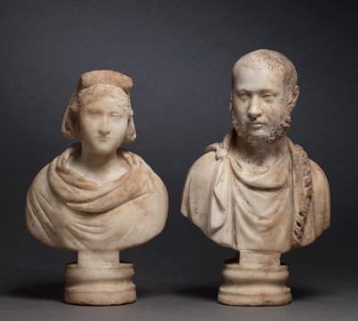Egy arisztokrata nő arcképe mellszobra és egy arisztokrata férfi arcképe mellszobra, 280-290 (márvány) alkotó: Roman Imperial Period