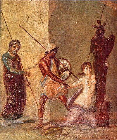 Kisebb Ajax elrángatja Cassandrát a Xoanontól, 1. h. 1. sz. HIRDETÉS alkotó: Roman Pompeian wall painting