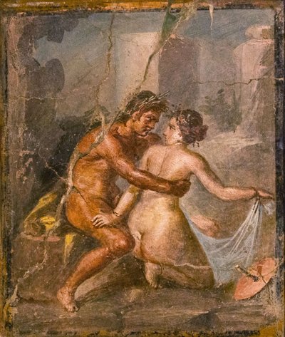 Szatír és nimfa, 1. H. 1. század. HIRDETÉS. alkotó: Roman Pompeian wall painting.