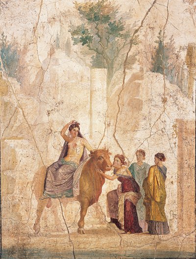 Európa megerőszakolása, 1. H. 1. század. HIRDETÉS. alkotó: Roman Pompeian wall painting.