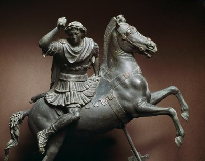 Nagy Sándor (Kr. e. 356-323) lovon A ló Bucephale lenne. Bronz szobor Szicyone-i Lysippe (Kr. e. 395-305) eredetije után, Nápolyban, Museo Archeologico Nazionale alkotó: Roman Roman