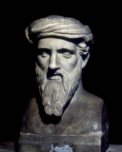 Pythagoras mellszobra (i.e. 6.), Capitolini Múzeum, Róma. alkotó: Roman Roman