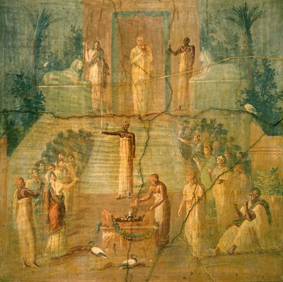 Ízisz-kultusz szertartása, Pompeiiből (freskó) alkotó: Roman Roman
