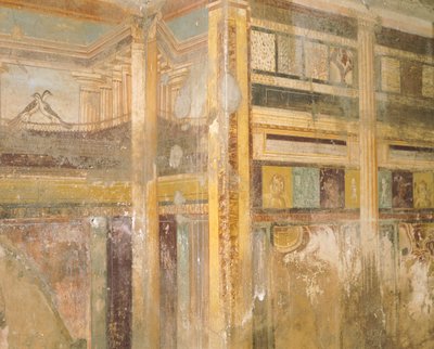 Részlet freskóról, faldíszítések egy része, Labirintus háza, Pompeii, Campania, Római civilizáció alkotó: Roman Roman