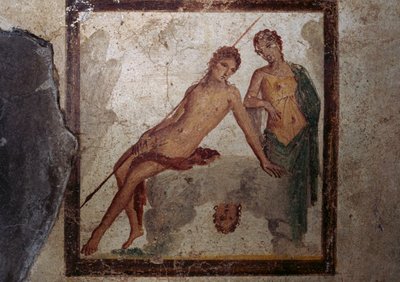 Visszhang és nárcisz, freskó a pompeii Ephesus-ház egyik szobájából (UNESCO Világörökségi Lista) alkotó: Roman Roman
