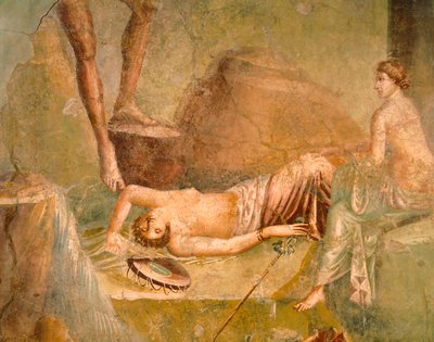 Fresco depicting Maenad sleeping, from House of Citharist, Pompeii , Campania, Roman Civilization alkotó: Roman Roman