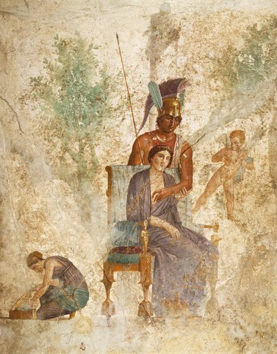 A Marsot és a Vénuszt szeretettel ábrázoló freskó, Pompeii, Campania, a római civilizáció alkotó: Roman Roman