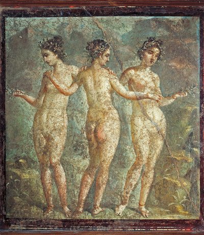 Három gráciát ábrázoló freskó Pompeiből, Olaszországból alkotó: Roman Roman