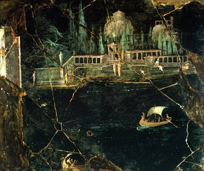 Egy tájat ábrázoló freskó Pompeiiből (UNESCO Világörökség). alkotó: Roman Roman