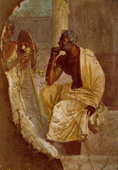 Fresco depicting actor and tragic mask, from Pompeii (UNESCO World Heritage List alkotó: Roman Roman