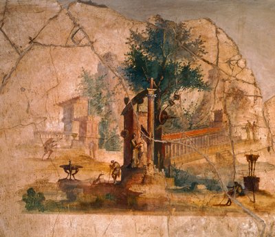 Fresco depicting landscape, from Villa of Agrippa Postumus, Pompeii (UNESCO World Heritage List alkotó: Roman Roman