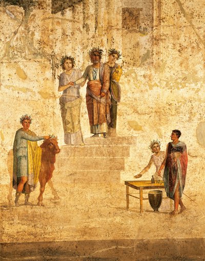 Jasont és Peliast ábrázoló freskó Pompeiből alkotó: Roman Roman