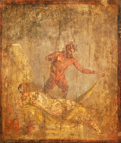 Fresco with an erotic subject depicting Nymph and Pan from Pompeii (UNESCO World Heritage List alkotó: Roman Roman