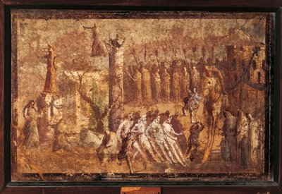 Olaszország, Campania, Pompei, A trójai faló, freskó alkotó: Roman Roman