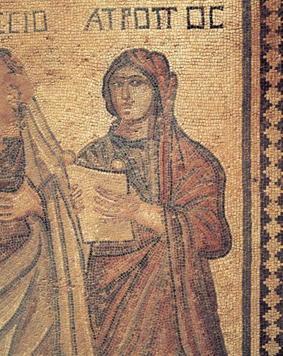 Fiatal nőt ábrázoló mozaik, olvasás, Theseus háza, római villa, Páfosz, Ciprus
(fotó) alkotó: Roman Roman