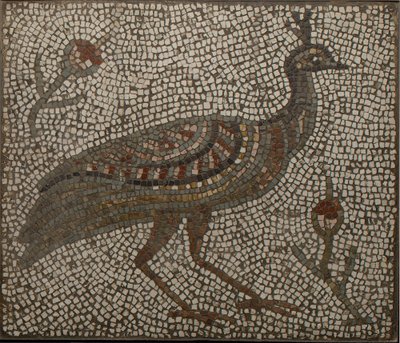 Mozaik pávával és virágokkal, 3-4. század (mozaik) alkotó: Roman Roman