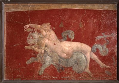 RÓMAI MŰVÉSZET: Nereida egy tengeri párducon, akinek alacsony pohárban italt nyújt (freskó). alkotó: Roman Roman