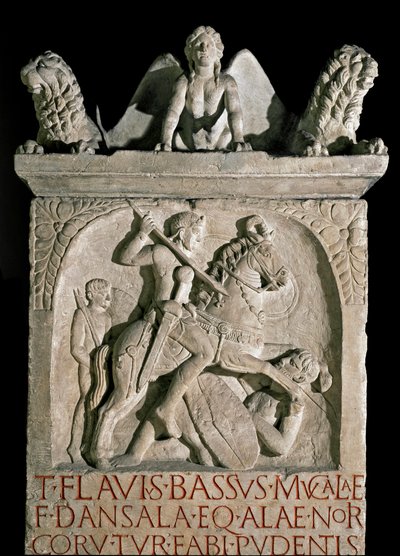Római művészet: Flavius Bassus Herculanus arisztokrata és római politikus temetkezési sztéléje (449-452 körül ismert) Kr.u. V. század. Róma, Museo della Civilta Romana alkotó: Roman Roman