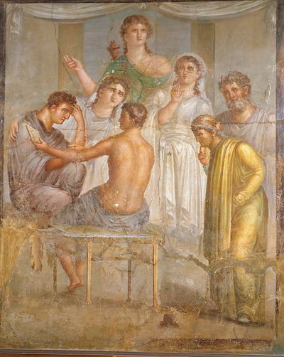 Roman civilization. Admetus and Alcestis, fresco from the Basilica of Ercolano alkotó: Roman Roman