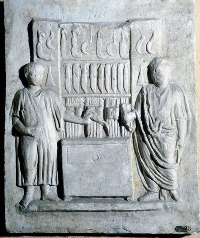 A késbolt jele a római korban. Ostia Múzeum (Ostia) alkotó: Roman Roman