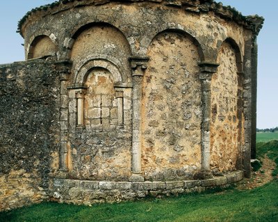 Apszis kívülről, Szent Mihály-templom (Parroquia católica de san Miguel Arcángel) Valdenebro-ban, Soria, Kasztília és León, Spanyolország, 12. század vége - 13. század eleje (fotó) alkotó: Romanesque