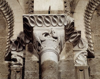 Madarak halat és férgeket esznek (faragott tőke) alkotó: Romanesque