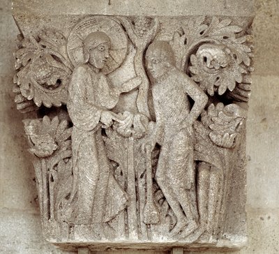 Isten és Káin (faragott tőke) alkotó: Romanesque