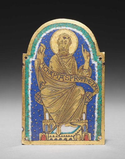 Emléktábla: Ülő próféta egy ereklyetartó szentélyből: Achapias alkotó: Romanesque