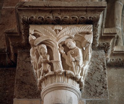 Szent Márton elrendeli egy megszentelt fa kivágását (faragott tőke) alkotó: Romanesque