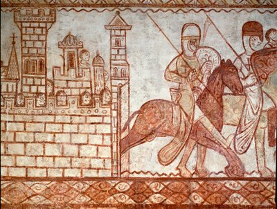 Damaszkusz ostroma (Cressac Saint Genis templomosok kápolnája freskójának részlete) alkotó: Romanesque