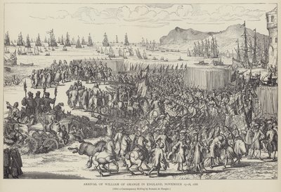 Orániai Vilmos megérkezése Angliába, 1688. november (litho) alkotó: Romeyn de (after) Hooghe