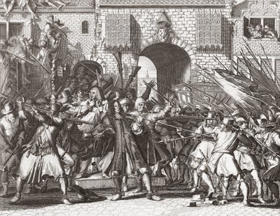 Lynch maffia megragadja a de Witt fivéreket alkotó: Romeyn de (after) Hooghe