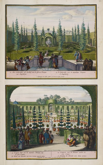 Az enghien-i park, 1685 körül, illusztráció a „Hága 86 tervéből és nézeteiből” álló gyűjteményből alkotó: Romeyn de (after) Hooghe