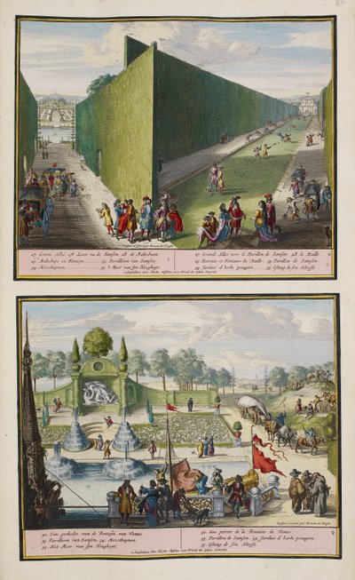 Az enghien-i park, 1685 körül, illusztráció a „Hága 86 tervéből és nézeteiből” álló gyűjteményből alkotó: Romeyn de (after) Hooghe