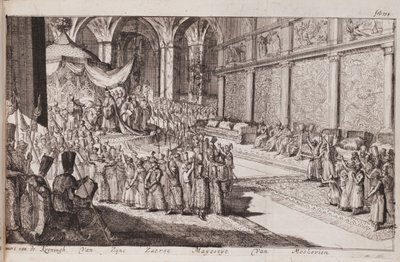 Jelenet Alekszisz Mihajlovics cár királyi udvarában, 1677 alkotó: Romeyn de Hooghe