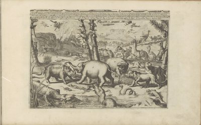 Aziatische en afrikaanse dieren Aziatische en Afrikaanse dieren / Ázsia és Afrika állatai (cím a tárgyon) Kelet- és Nyugat-India és más helyek (sorozat címe) alkotó: Romeyn de Hooghe