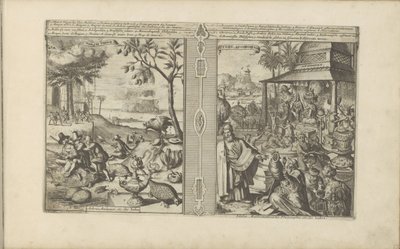 Bomen, dieren en noten; Verering van godsbeelden Mangas Nooten / Fák, állatok stb. India // Tyden, Afgoden / Bálványok, matematikusok, filozófusok stb. India (cím a tárgyon) Kelet- és Nyugat-India és más helyek (sorozat címe) alkotó: Romeyn de Hooghe
