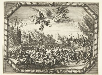 Francia atrocitások Bodegravenben és Zwammerdamban, 1672 Spiegel der France Tirannye a Hollantsche Dorpennél (cím a tárgyon) alkotó: Romeyn de Hooghe