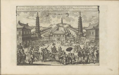 Hof Pekingben Indiaense Kleedingen / Osztályok, Öltözetek, Üdvözlet stb. indiánok (cím a tárgyon) Kelet- és Nyugat-India és más helyek (sorozat címe) alkotó: Romeyn de Hooghe
