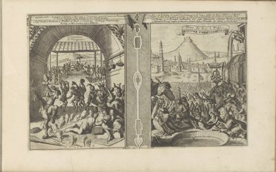 Smith főnök a Virginiakkal; Királyi lakoma Peguban Virginiaense Ceremonien / Ceremonies de Virginie // Királyi ünnepségek Peguban (cím a tárgyon) Les Indes Orientales et Occidentales et autres lieux (sorozat címe) alkotó: Romeyn de Hooghe