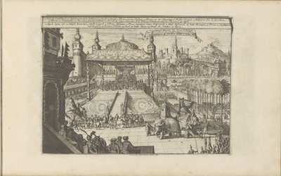 Koninklijk hof Mongóliában Mongols Hof en Hofpracht / A Nagy Mogul udvara és királyi szivattyúja (cím a tárgyon) Kelet- és Nyugat-India és más helyek (sorozat címe) alkotó: Romeyn de Hooghe