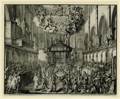 A Westminster Abbey kórusa a királynő temetési szertartásán, 1695 In