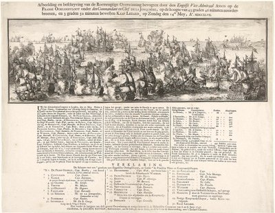 Kép és leírás a dicsőséges győzelemről, amelyet ANSON angol ellentengernagy aratott a DE LA JONQUIÉRE parancsnok és főparancsnok vezette FRANCIA HADVONAL felett, az északi szélesség 43 fok 46 percének magasságában és a CAPE LE-től 3 fok 50 perccel nyugatra alkotó: Romeyn de Hooghe